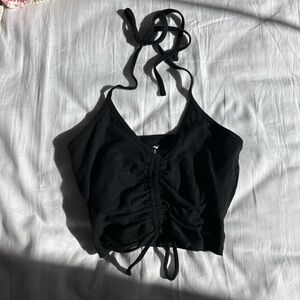 Hollister Black Ruched Crop Tank Top